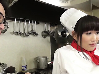 Voluptuous Asian cook gets creampied by her friend