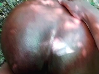 South African beauty gets her tight pussy stuffed in the jungle