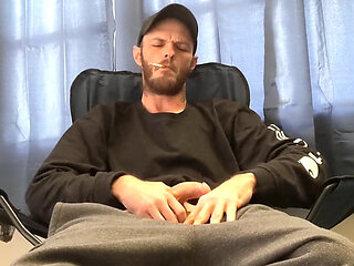 Smoking and Stroking Big Cock and Cumming