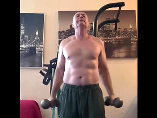 Fit Old Man Masturbating After Workout