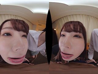 Kurea  Yui 1: Blowjob, Japanese  Threesome VR Porn
