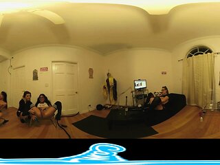 teen lesbians in college using fuckbot and cock at halloween