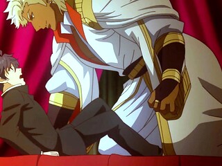 Prince strips bride and claims his ass in hot gay anime anal