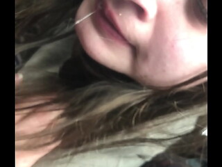 Lesbian bestfriend gets facefucked on car ride