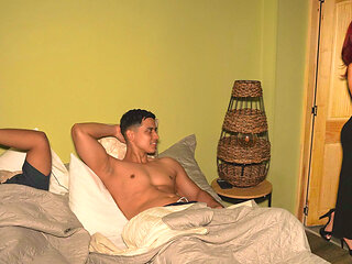 Beautiful Busty Redhead Gets Fucked Next to Her Husband