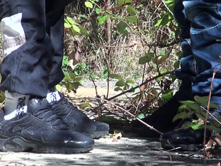 Two sexy French dudes fucking in exhibit cruising