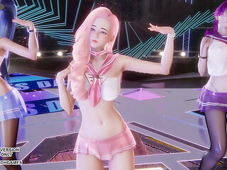 [MMD] SECRET NUMBER - WHO DIS Ahri Akali Seraphine Kaisa Evelynn Sexy Kpop Dance League of Legends Hentai Uncensored 4K 60FPS