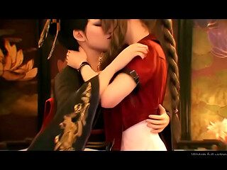 Aerith x Madam M. Lesbian kissing (Final Fantasy VII/AI generated)