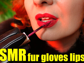 Lipstick fetish video - lady in fur close ups