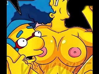 Milhouse comiendose a Marge