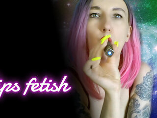 Lady Angela Close Vaping Lips Fetish