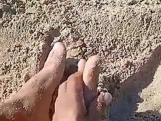On the Nudist Beach Horny Showing off My Feet