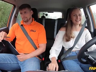 Brunette Deep-Throats in POV Car