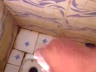 Masturbating Monster Cock in the Bathroom