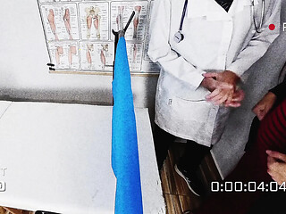 Horny gynecologist can't resist his patient's perfect ass and cums inside