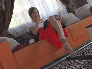 Sensual masturbation from stunning brunette