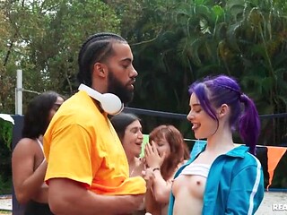Sporty shorty gets nailed hard