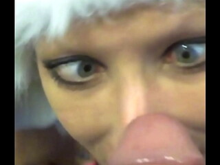 Panda hat tease: Vilja drops to her knees, eyes locked on mine as she toys with my throbbing cock, making us both lose control.