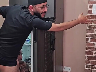 Anailove Sneaks Into the Kitchen to Claim a Massive Erection Raw