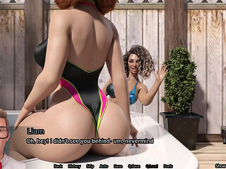 Sexbot Steph Route #2 - Animated Sex Game - the Mixed Hottie Gives a Blowjob by the Hot Tub