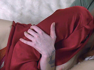 Redhead Stepmom in a Red Robe Gets Fucked Before Dad Gets Home