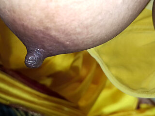 Yellow saree hot breast nipple licking