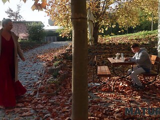 Curvy MILF turns young virgin's head with big natural tits