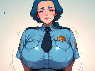 Blue Hair Ai Fanart Police Officer
