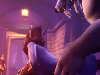Werewolf takes night elf from behind