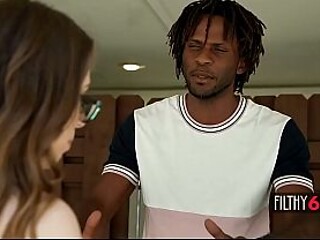 Busty American babe gets her big tits played with in a hardcore fuck session