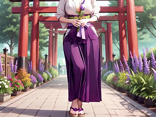 Red-Haired Miko! Deep V Kimono Soaked, Blooming from Serenity to Madness in the Vermilion Torii Corridor!