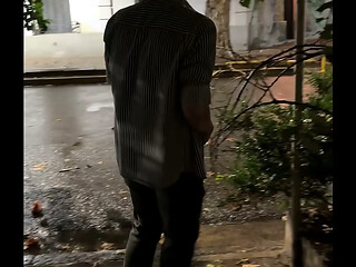 Risky Extreme Couple Jerk Off Outdoor in Public under the Rain (Very Romantic)
