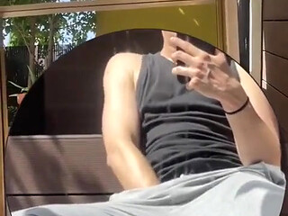 Amateur Boy Wets His Grey Sweatpants