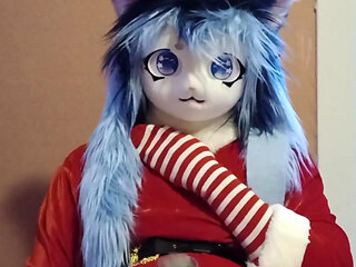 Lightning masturbating in a christmas dress 2