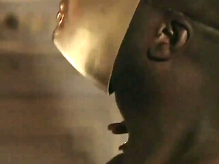 Masked men double-team slutty black babe