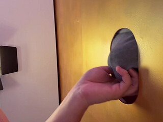 Hairy straight cock sucked at the gloryhole