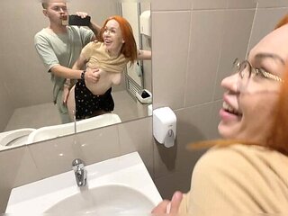 Public Toilet Fuck with Hot Redhead Stranger - Deep Throat BJ & Doggy Style Sex