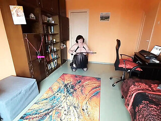 Fat slave Vitgun gets whipped and deepthroat training before Master comes, part 1