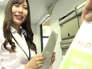 Horney married Asian woman plays with a toy during afternoon lust