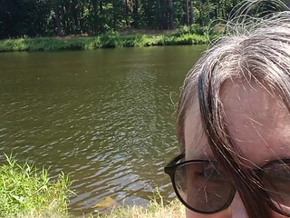 Nymeria Malfoy pees by the river