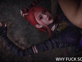 3D Redhead Slut Asian Whore Cheating with Big Cock