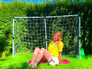 Brazilian Football Girl Jersey Tease to Lingerie Orgasm
