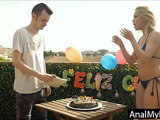 Stepmom Gives Stepson Birthday Anal Surprise - Hot MILF Action