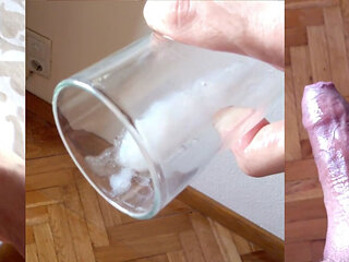Monster cumshot in a glass!