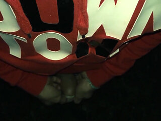 Outdoor Cumshot in Condom and Rubbing Cum Inside Condom on Cock