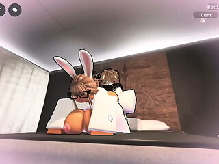 Cheating bunny girl fucks big white cock (Roblox)