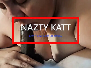 Nazty Katt gives a deepthroat rimjob session in homemade amateur milf session