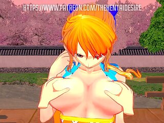 Nami from One Piece gets humped in Wano with big ass and huge boobs