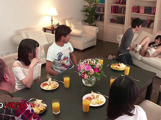 Group Sex session features hot Asian teens craving Creampie action intense pleasure Teen