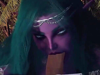 Night Elf Princess Give You a Blowjob in the Garden POV 3D Porn